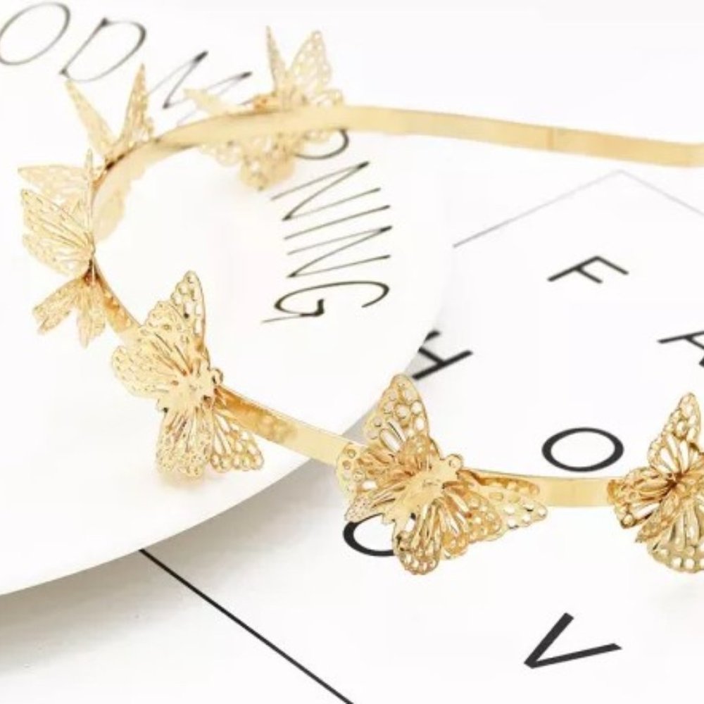 Gold tone Butterfly Alloy Headband
